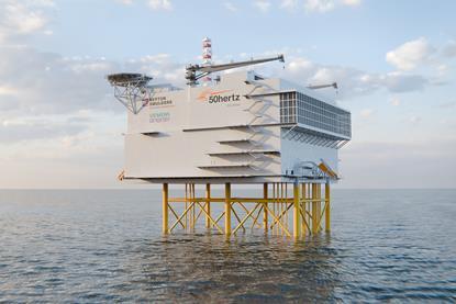 A rendering of the 2GW offshore converter platform for the North Sea Connector 2 project.