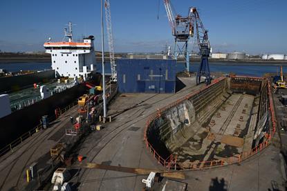 The image shows the existing two docks at the Smith's Dockyards site (left) and the soon to be additional two UK Docks to the right