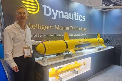 Dr Henry Robinson at the launch of Dynautics' 'Phantom 2' (top)