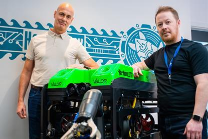 The image shows Lee Wilson, chief executive, HonuWorx Ltd with the VALOR ROV