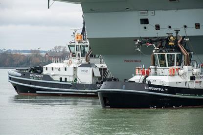 Powerful tractor and Rotortugs are among Serco's fleet that service Royal Navy warships (Serco)