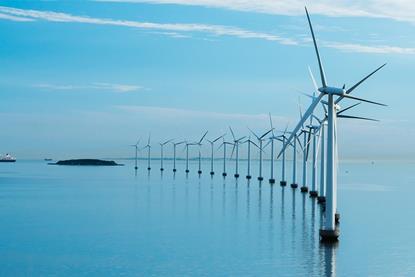 A picture of an offshore windfarm