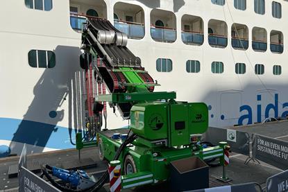 The image shows a shore power installation quayside