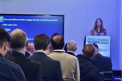 Claire Budden talking at the Seawork conference