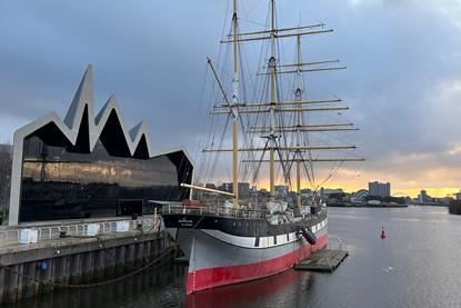 An overhead photograph of the Tall Ship Glenlee