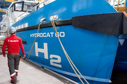 The image shows the new Hydrocat vessels under construction