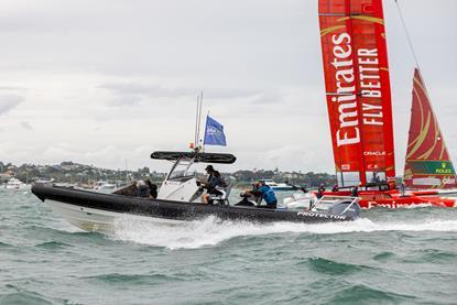 A Protector RIB at a SailGP Grand Prix Event