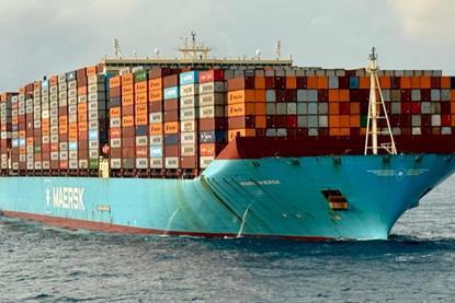 The troubled vessel reportedly taken from an attending salvage vessel (Maersk)