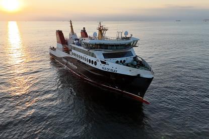 The image shows the MV Isle of Islay during sea trials