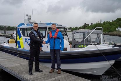 Police Scotland Assistant Chief Constable Mark Williams with Ultimate Boats director of Sales Jason Purvey