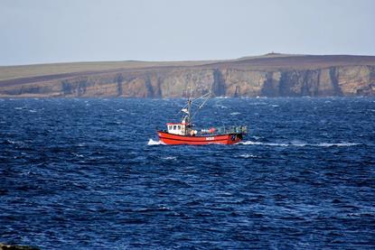 A creel boat on the water in Orkney