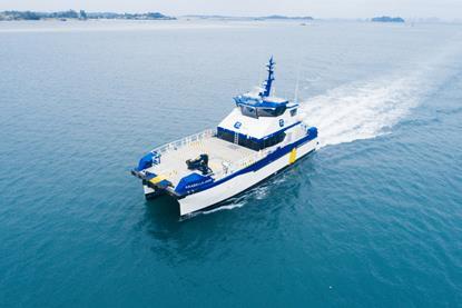 The image shows a Tidal Transit crew transfer vessels (CTV)