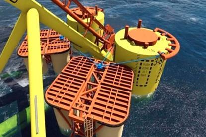 The image shows a TugDock Submersible Platform in action