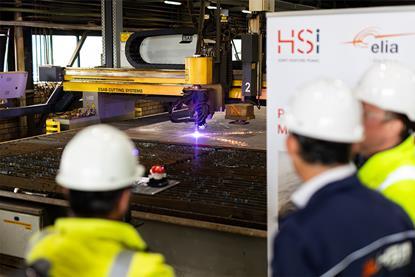 The image shows the first steel cut for the project at HSM Offshore Energy’s yard in Schiedam
