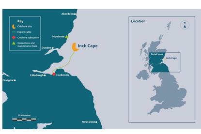 Location of Inch Cape offshore wind farm