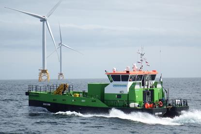 Green Marine's Green Storm Crew Transfer Vessel on Beatrice Offshore Wind Farm