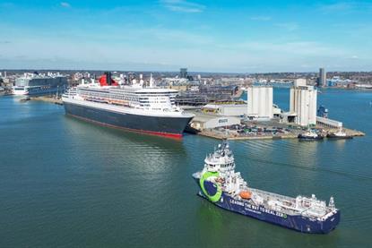 The image shows Fortescue Green Pioneer docked at the Port of Southampton