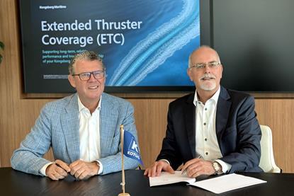 Ard-Jan Kooren, President and CEO of KOTUG International & Rob van Solingen, Sales Manager, Kongsberg Maritime