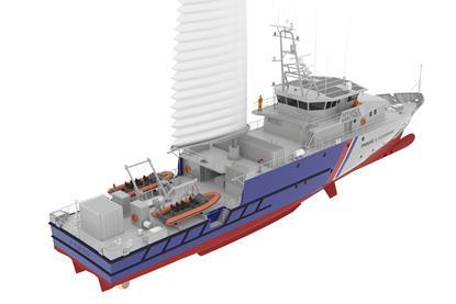 A render of a new Mauric-designed hybrid patrol boat