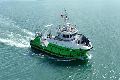 The image shows the vessel Tor Boreas on the water