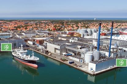 The image shows an overhead shot of Denmark's Port of Skagen