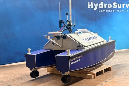 A close up of the USV Saga (REAV-25 Uncrewed Surface Vessel)