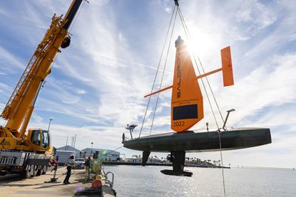 The pictures shows Saildrone Voyager SD-2022 launching in St Petersburg and performing on-the-water deployment checks in Tampa Bay