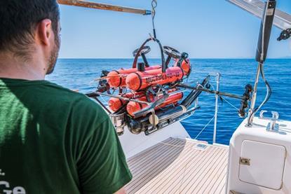 Mutlipluto ROV being launched off a ship