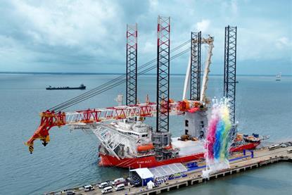 The image is of the Cadeler Wind Ally naming ceremony