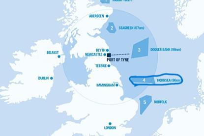 Port of Tyne proximity to various wind farms