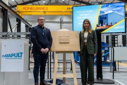 The image shows Steve Foxley, ORE Catapult Chief Executive pictured with North East Mayor Kim McGuinness at the TDC launch