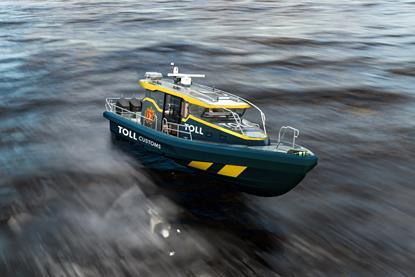 The image shows a render of the new craft for the Norwegian Customs Service