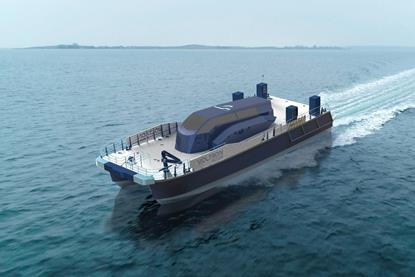 The CTV-26 RON, next-generation crew transfer vessel (CTV) on the water