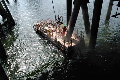 The image shows the ScaffFloat platform ​for Altrad for ConocoPhillips in Teesside