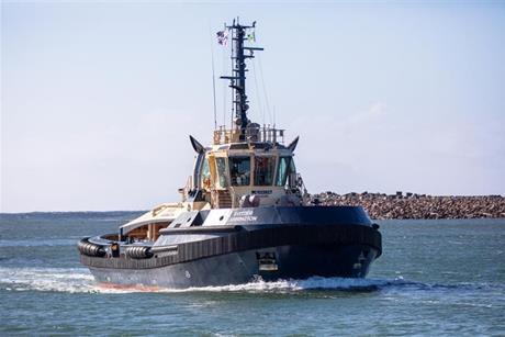 Svitzer Barrington tugboat at sea