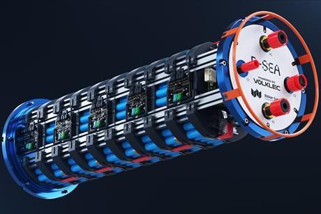 The picture shows the D-SEA subsea battery pack