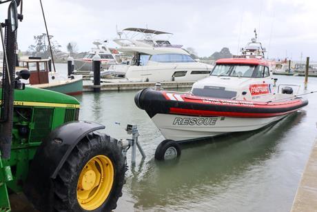 NZ Coastguard Protector Targa 410 on trailer
