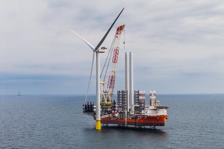 The image shows the first Baltic Power turbine installation taking place