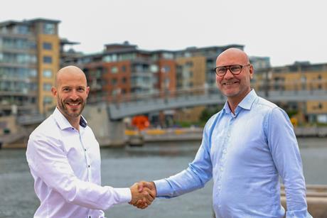 Peter Morsbach,CEO Hoglund (L) and Rune Braastad,President ABBs Marine and Ports division