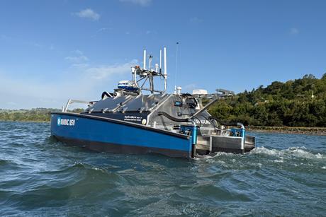 The image shows the USV Kuling on the water