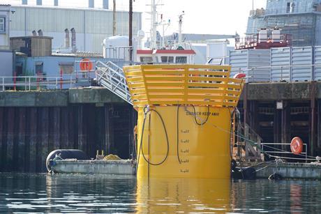 The Fabtest-BPT Demonstrator hull at Falmouth docks