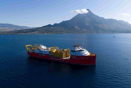 Nexans' subsea cable layer wokring on the Tyrrhenian Link