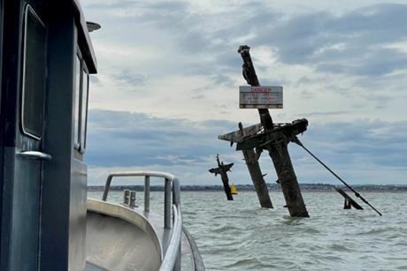 The masts of SS 'Richard Montgomery' are visible at all states of the tide (MCA) 2