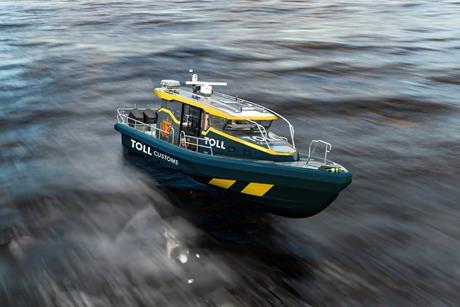 The image shows a render of the new craft for the Norwegian Customs Service