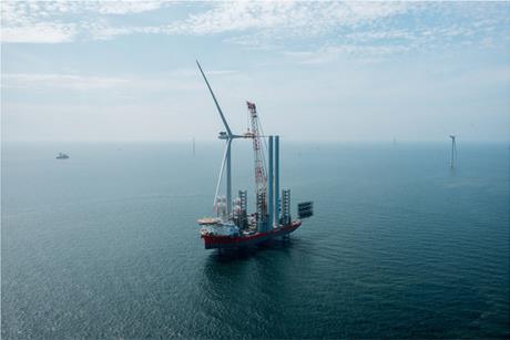 The image shows the Cadeler Wind Osprey vessel during operations