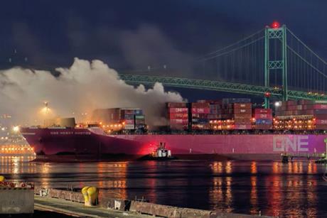 The fire broke out while the ship was alongside at Port of Los Angeles (ISU)