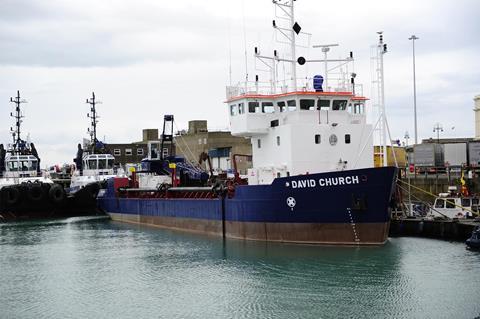 Dredger and tugs berthed in Dover Harbour - image courtsey of Dover Port