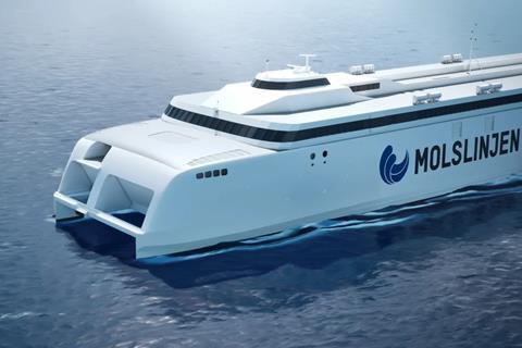 A render of the new 129m electric ferry for Molslinjen