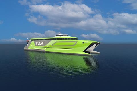 A render of the new hybrid electric ferry for Incat