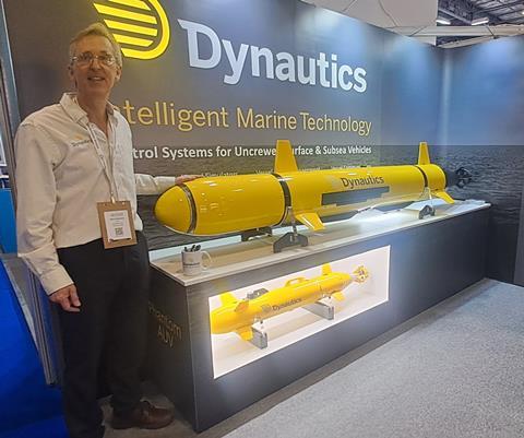 Dr Henry Robinson at the launch of Dynautics' 'Phantom 2' (top)